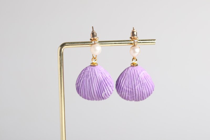 Polymer Clay Earrings  handmade | modern jewelry | simple jewelry - 耳環/耳夾/耳骨夾 - 塑膠 紫色