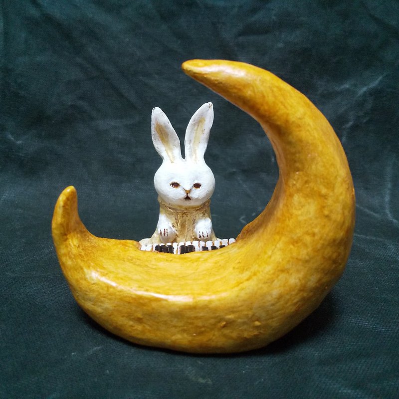 月亮鋼琴家 - 公仔模型 - 黏土 黃色