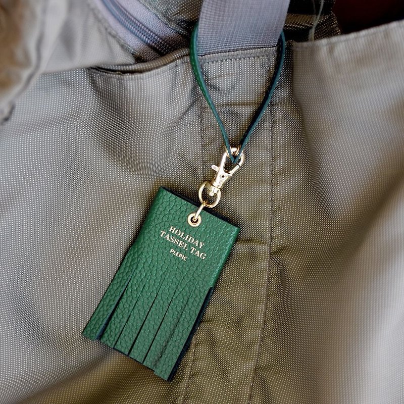 PLEPIC Beautiful Holiday Fringe Hanging Baggage Tag - Green, PPC93891 - Luggage Tags - Genuine Leather Green