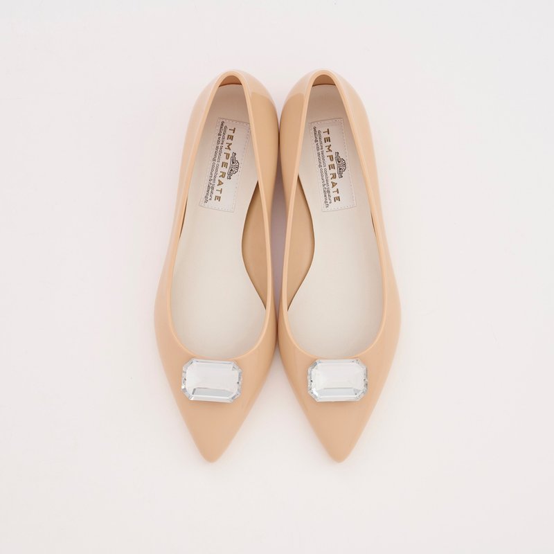 CECILIA (NUDE) PVC POINTED TOE FLATS  ポインテッドトゥ パンプス - 雨鞋/防水鞋 - 防水材質 粉紅色