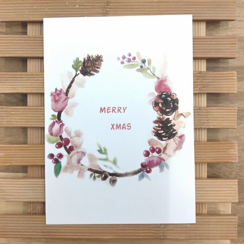 Colorful Christmas spring wreath card - การ์ด/โปสการ์ด - กระดาษ 