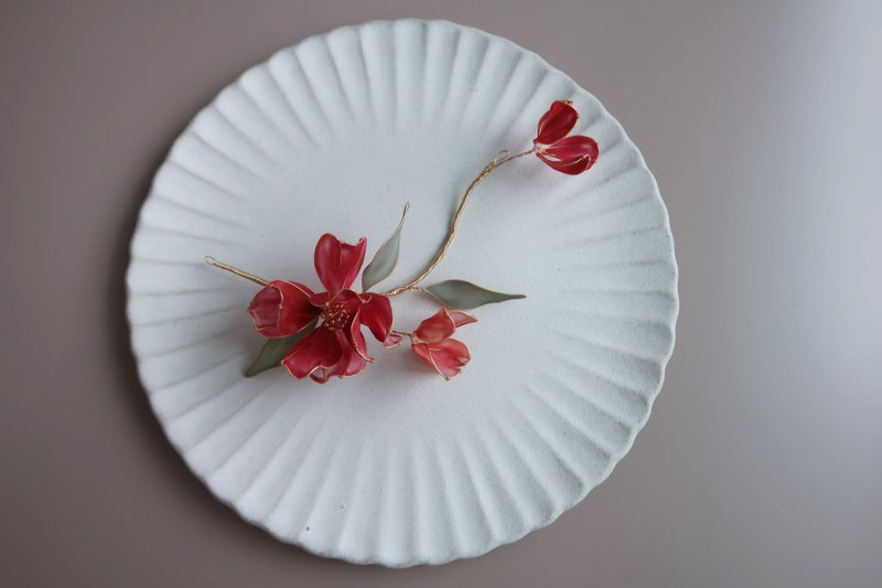 花樣年華- 水晶花 手作新娘飾品 禮物 新娘頭飾/伴娘配飾 - 髮圈/髮夾 - 樹脂 紅色