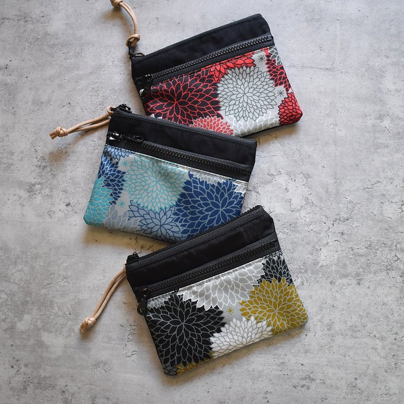 Travel Waterproof Wallet Coin Bag Card Holder Storage Pouch_Flowers - กระเป๋าใส่เหรียญ - ไนลอน สีดำ