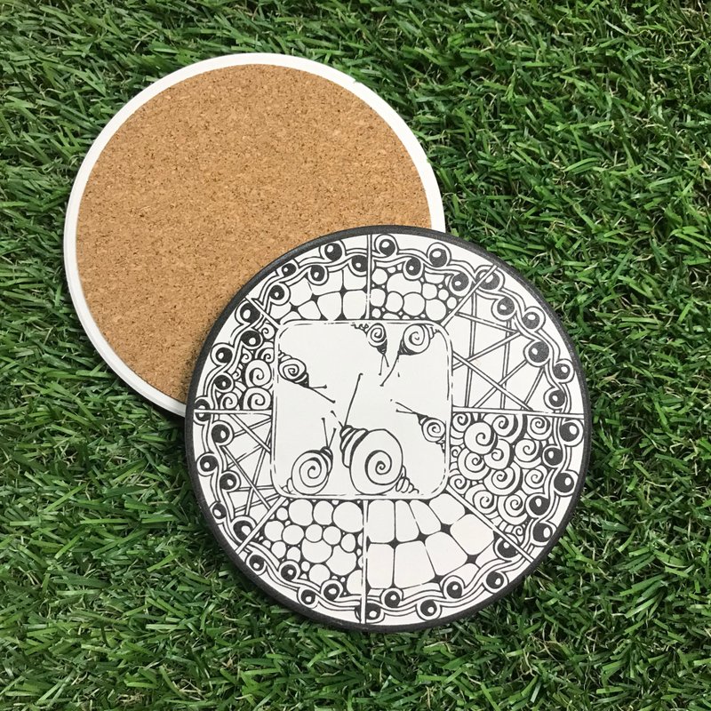 圖騰 花紋 禪繞 - 吸水隔熱杯墊 - 杯墊 - 黏土 