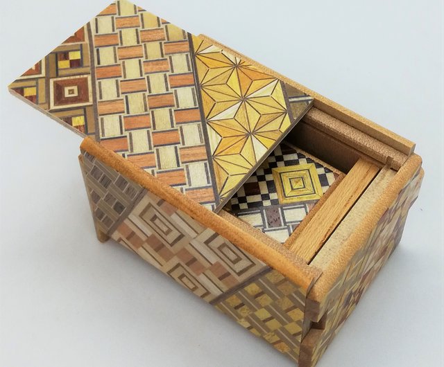 入れ子秘密箱 2.5寸5回・豆14回セット 伝統寄木パズル箱 箱根寄木細工 