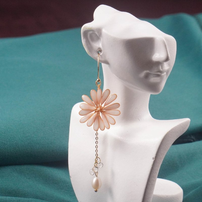 Xiangyang Earrings Handmade Crystal Flower Resin Jewelry - Earrings & Clip-ons - Resin White