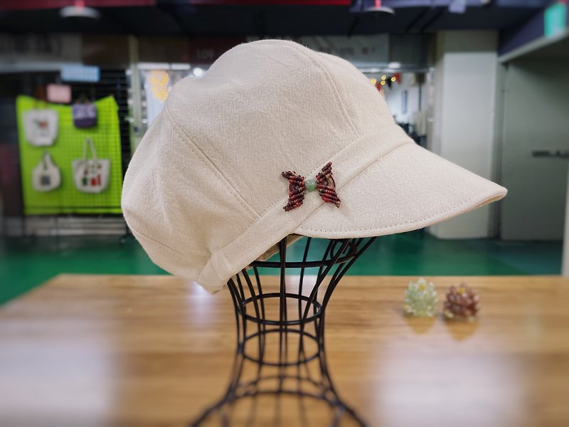 【Custom】Bamei Painter Hat - หมวก - ผ้าฝ้าย/ผ้าลินิน ขาว