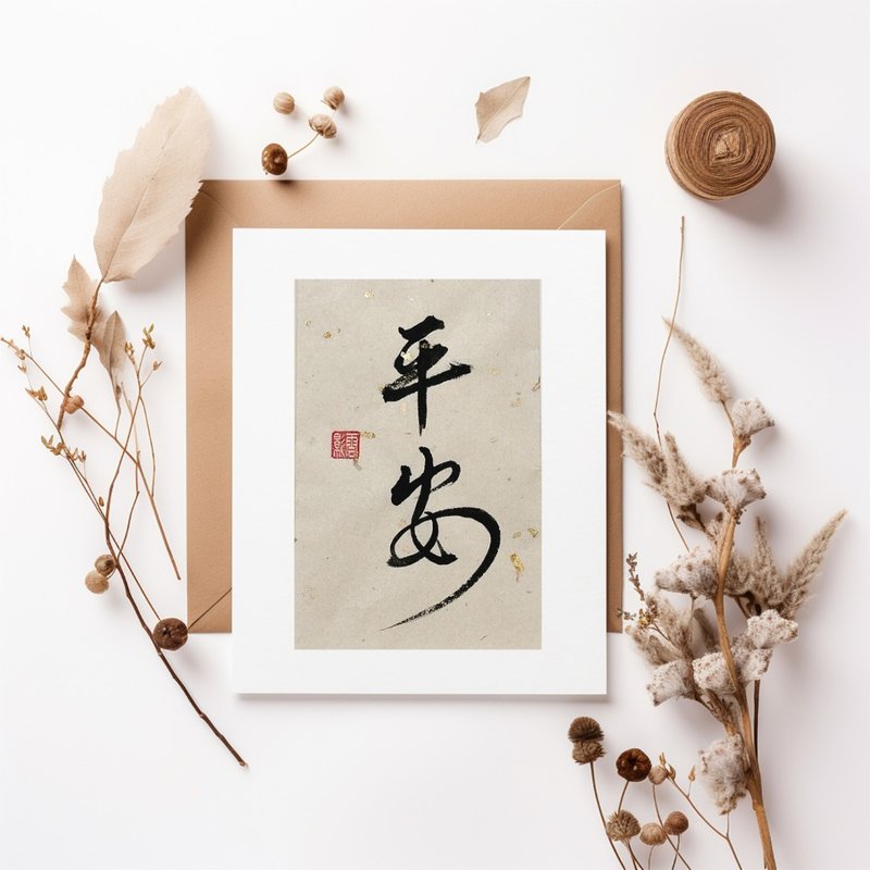 (Made in Taiwan) Ping An (Safe and sound) calligraphy frame, home decor, gift - Picture Frames - Other Materials White