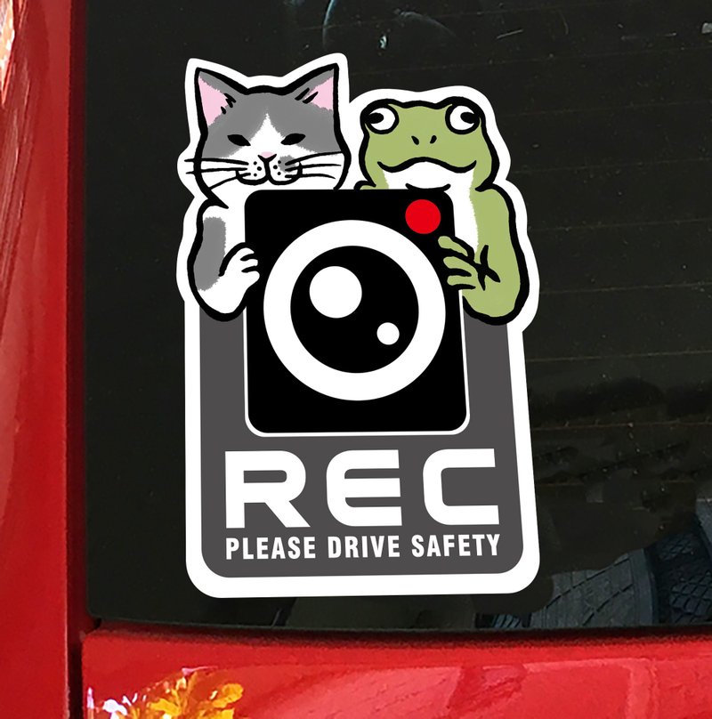 猫とカエルのドライブレコーダーステッカー - 貼紙 - 其他材質 