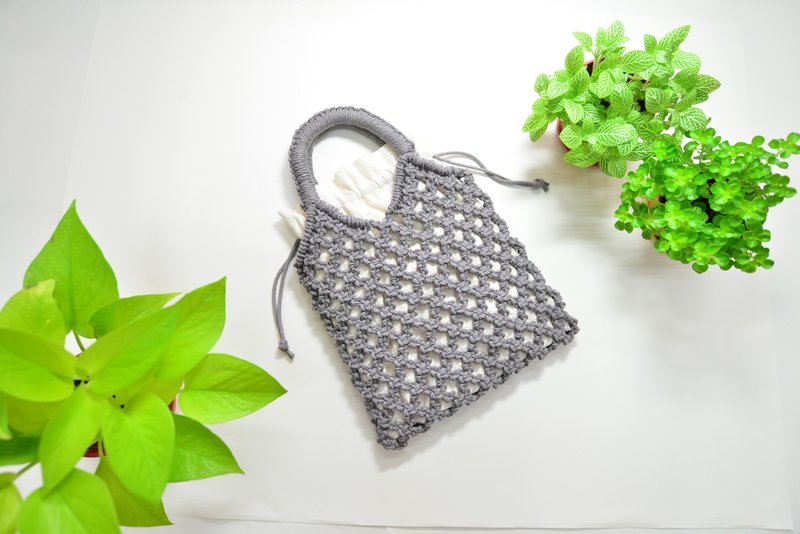 Mesh woven handbag DIY material bag - เย็บปัก/ถักทอ/ใยขนแกะ - ผ้าฝ้าย/ผ้าลินิน 