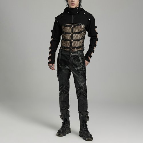 PUNK RAVE 龐克驅魔人十字架網格長褲