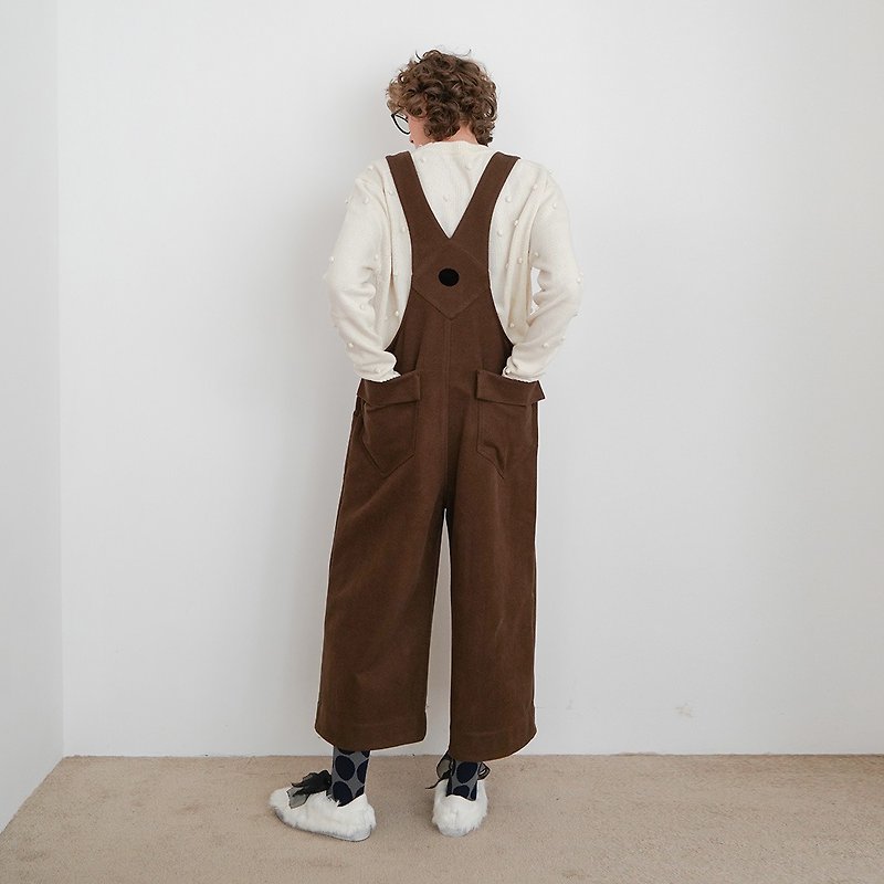 Dark brown hair suspenders - imakokoni - Overalls & Jumpsuits - Cotton & Hemp Brown