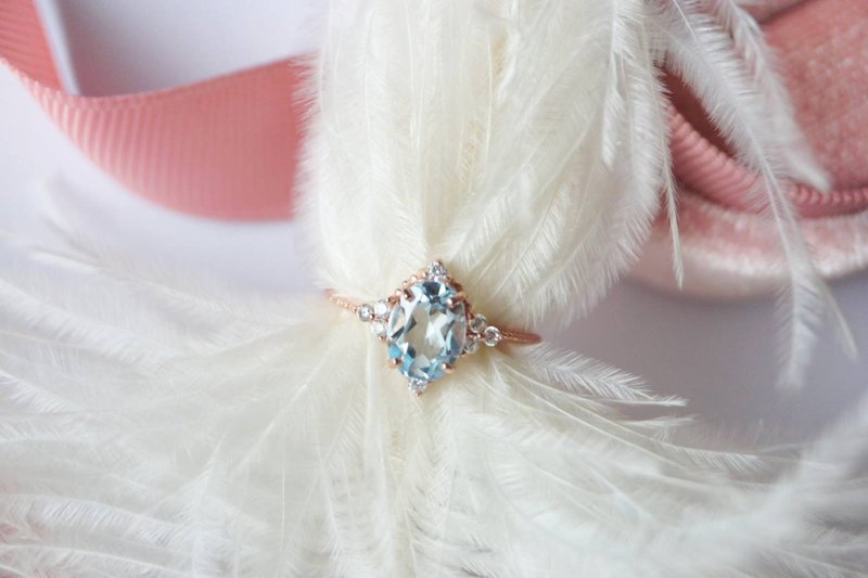 Natural Topaz Silver  Ring , Promise Ring - 戒指 - 純銀 藍色