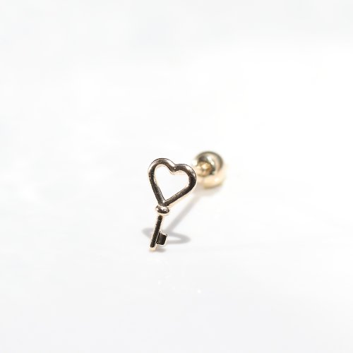 CHARIS GRACE 14K Love Key Piercing 愛心鑰匙鎖珠耳環(單個)