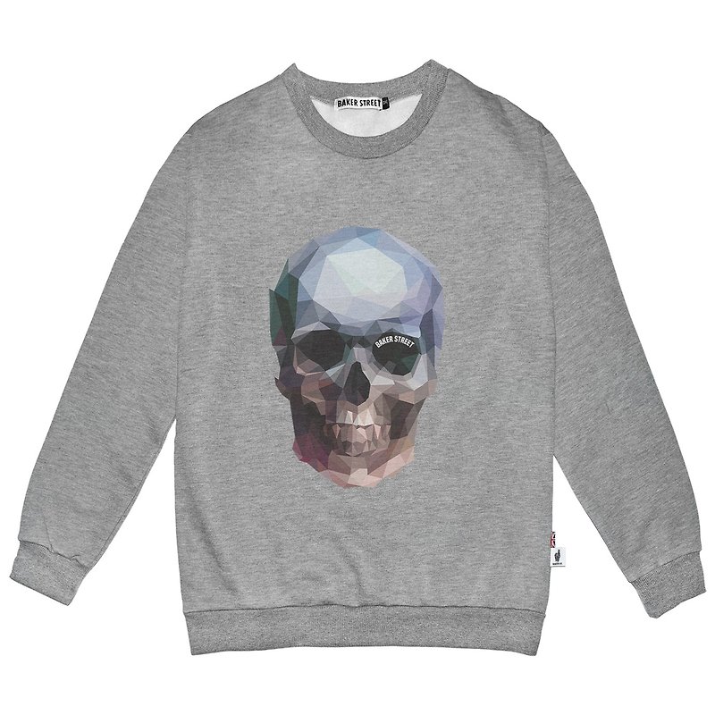 British Fashion Brand -Baker Street- Skull Printed Sweatshirt - Women's Tops - Cotton & Hemp Gray
