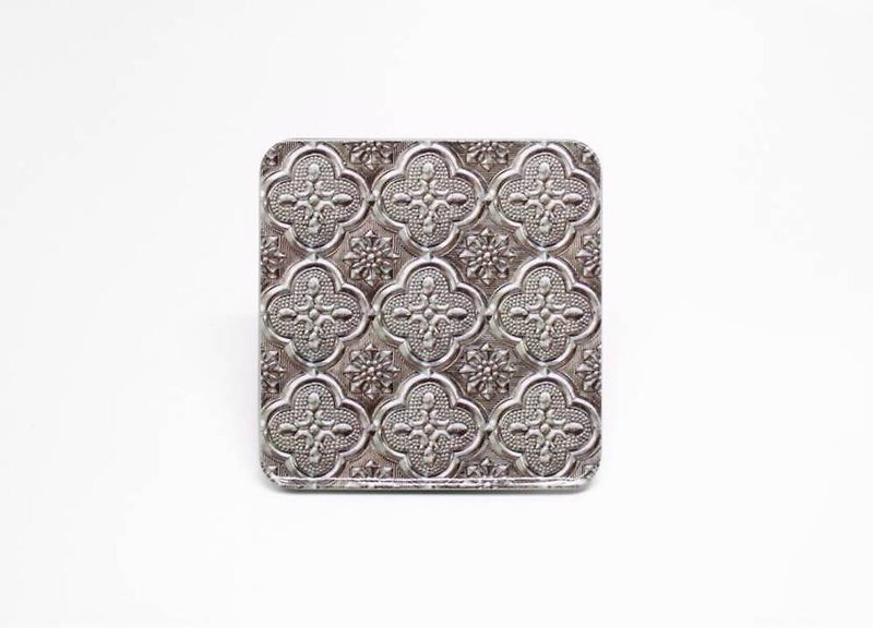 Begonia Flower [Taiwan Impression Square Coaster] - Coasters - Other Metals Gray