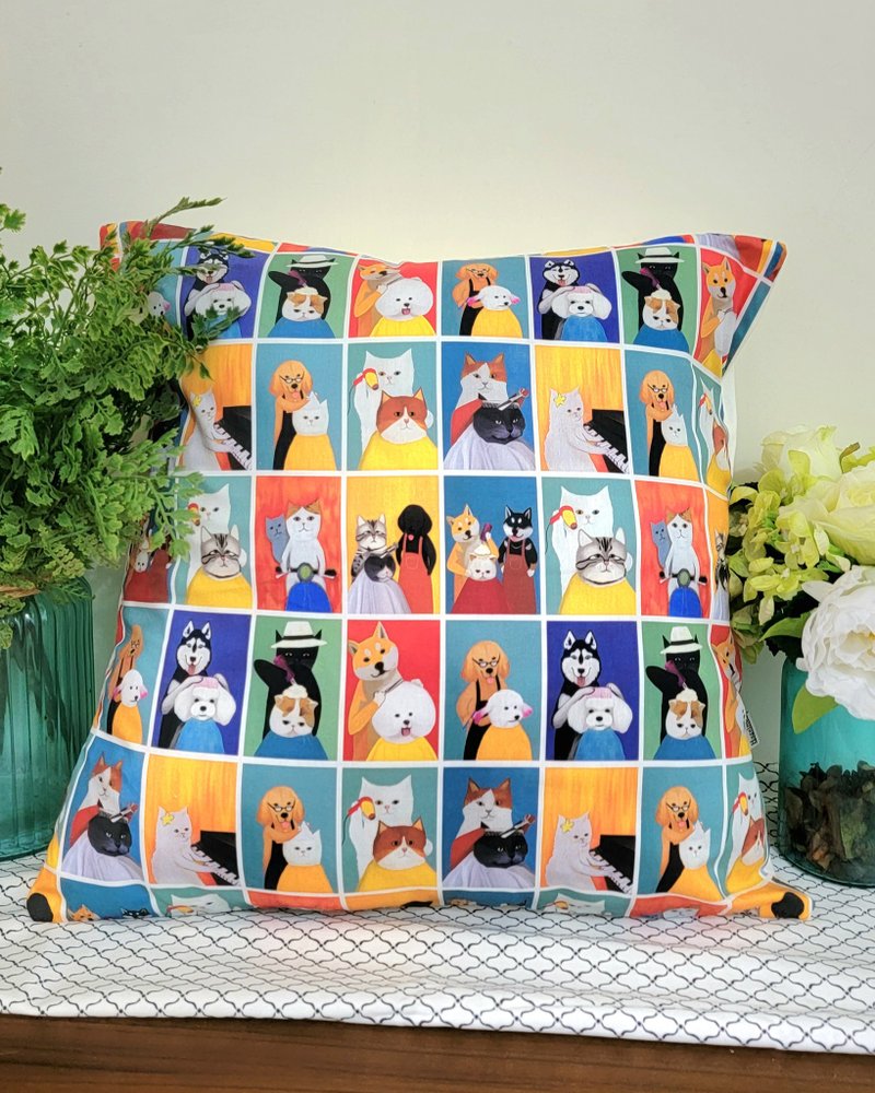 Nordic style cute dog puppy haircut pattern pillow cushion cushion pillow case - หมอน - ผ้าฝ้าย/ผ้าลินิน 