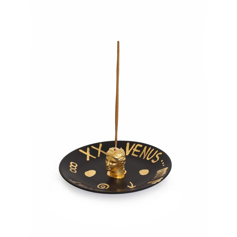 MOXK STUDIO INCENSE HOLDER BLACK GOLD EDITION - Candles & Candle Holders - Pottery Black