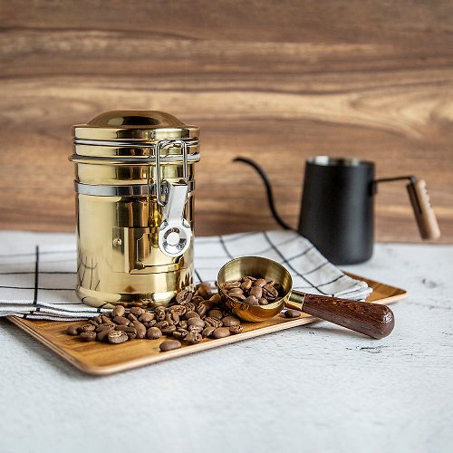Minos Mini密封罐亮金色 咖啡豆罐/保鮮罐/150g/密封保存咖啡豆