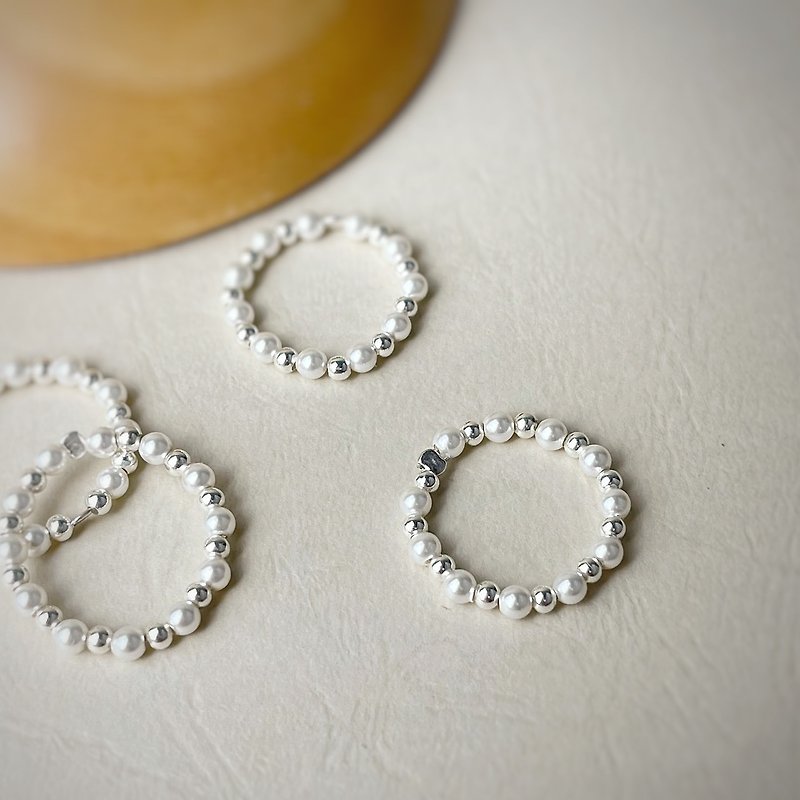 Swarovski crystal pearl beaded ring - General Rings - Crystal White