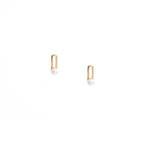 ARTISMI 珍珠耳環 925銀厚鍍18K金 Linear Pearl Earring