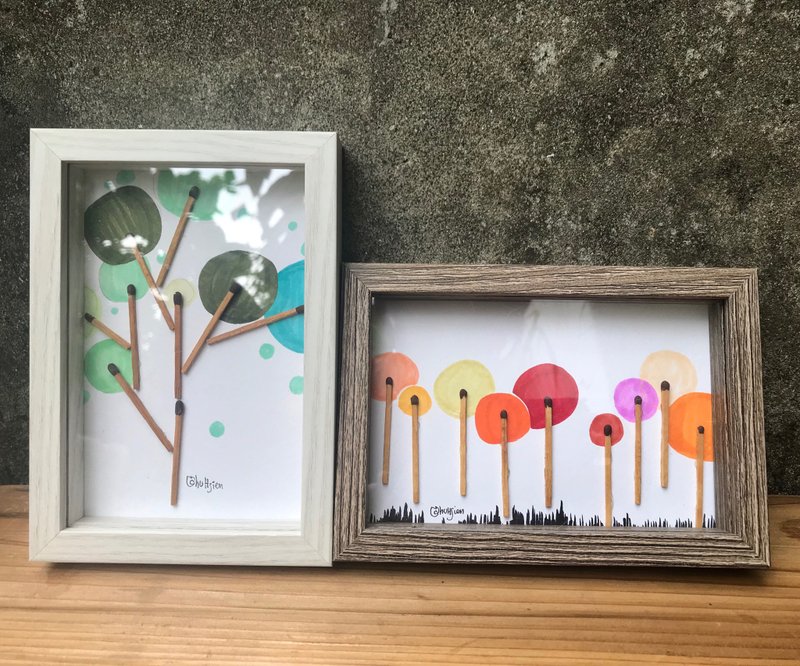 火柴傍樹/作品 插畫 框 裝飾 光芒 拼貼 開店 夏秋 季節 棒棒糖 - 海報/掛畫/掛布 - 紙 多色