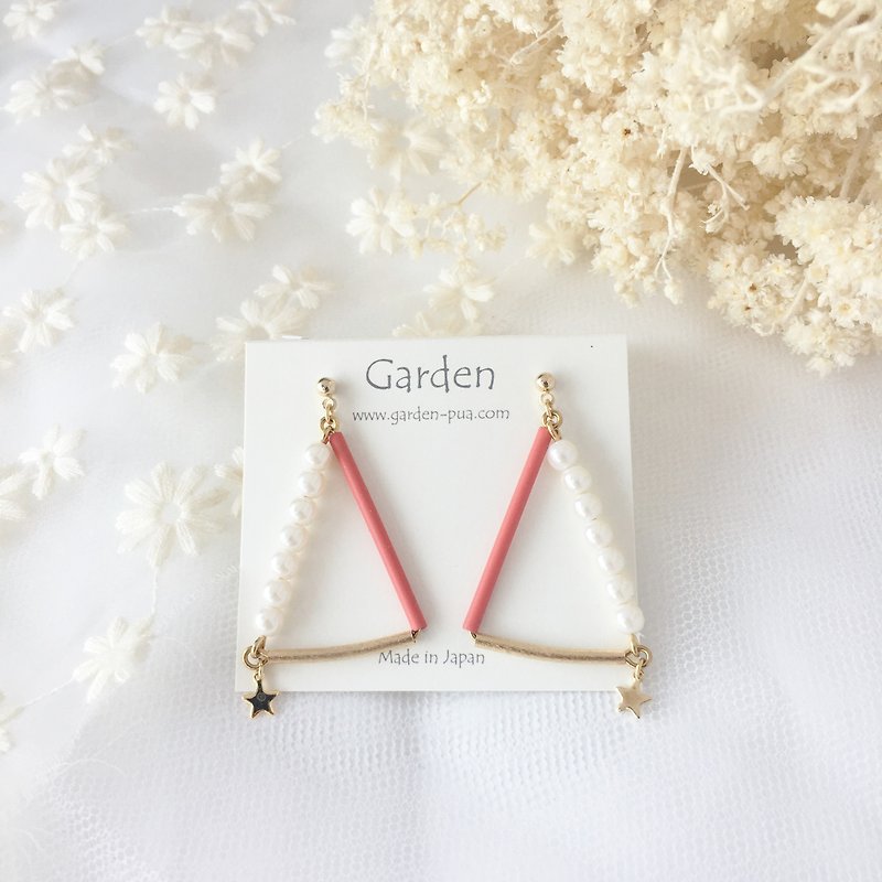 mini sankaku earrings red - Earrings & Clip-ons - Other Metals Red