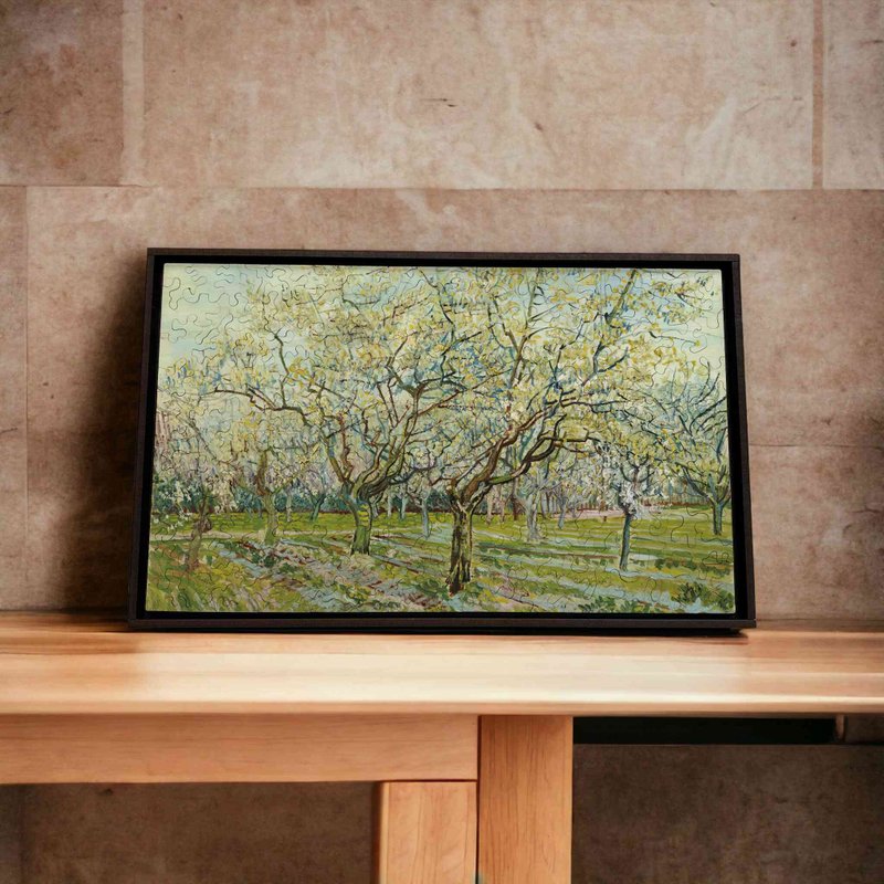 梵谷名畫-白色的果園【壁虎拼圖】 - 擺飾/家飾品 - 木頭 白色