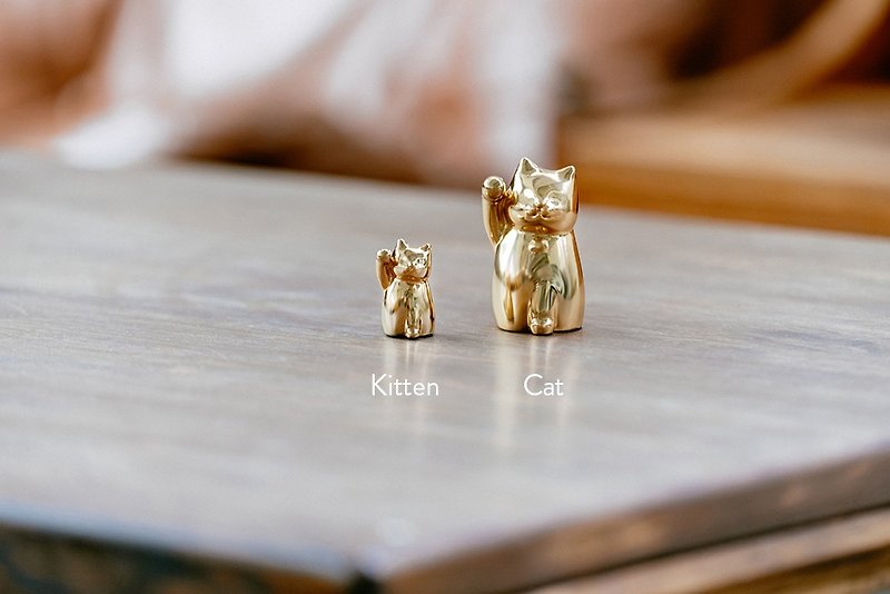 [Single Kitten_Golden | No Fragrance] Lucky Cat Gifts Lucky Cat Decoration Feng Shui Improves Luck - Items for Display - Other Metals Gold