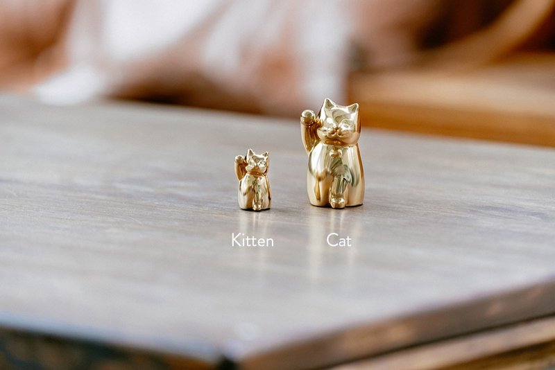 其他金屬 擺飾/家飾品 金色 - 【單隻幼貓_金色 | 無香氛】招財貓 送禮 招財貓 擺設 風水 改運