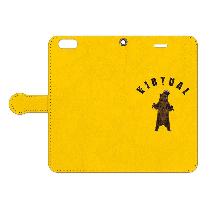 Notebook type iPhone case / VR bear - Phone Cases - Genuine Leather Orange