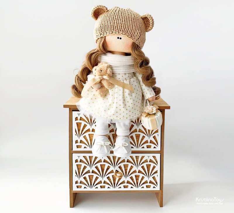 Handmade Tilda doll angel. Textile doll. Rag doll. Interior doll. Gift for mom. - 玩偶/公仔 - 其他材質 金色