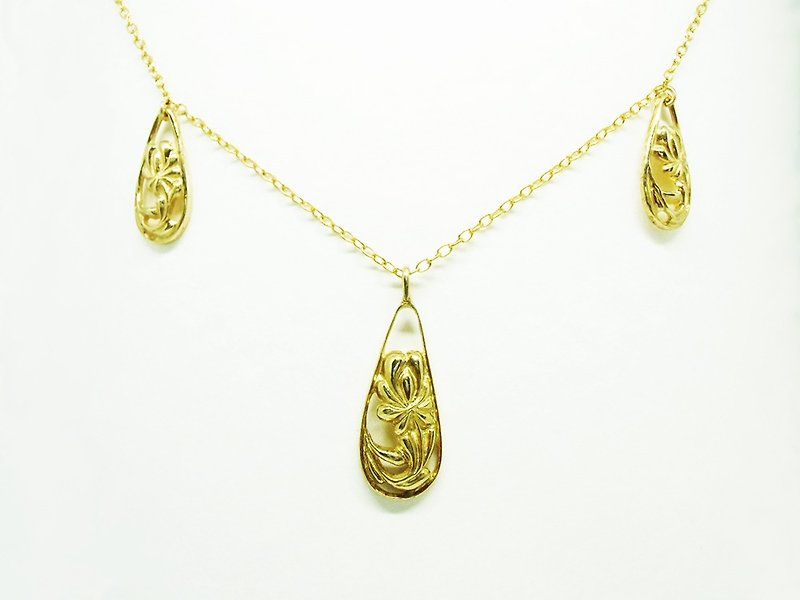 Hungarian embroidered drop gorgeous necklace YG plated - Necklaces - Other Metals Gold
