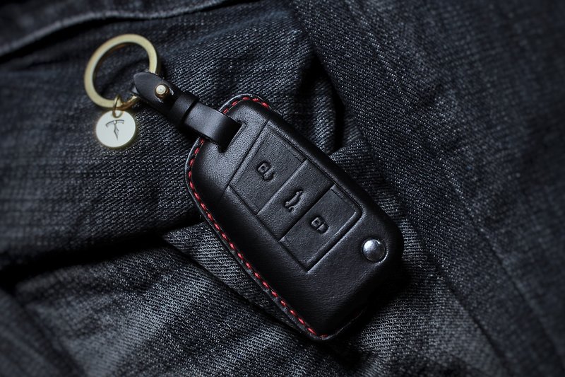 Volkswagen Polo Golf GTI GolfR Tiguan car key - ที่ห้อยกุญแจ - หนังแท้ สีดำ