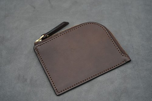 vamp-up-design Zipper Short Wallet(WAS008)(Dark Brown)