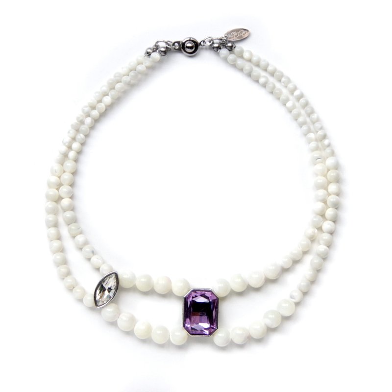 KDNP Lux Pearl with Gems Necklace_Violet - สร้อยคอ - วัสดุอื่นๆ สีม่วง