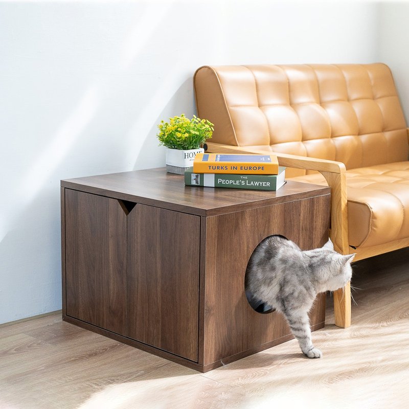 [Angejia] Small house cat toilet/cat litter cabinet (cocoa Brown) - อื่นๆ - กระดาษ สีนำ้ตาล