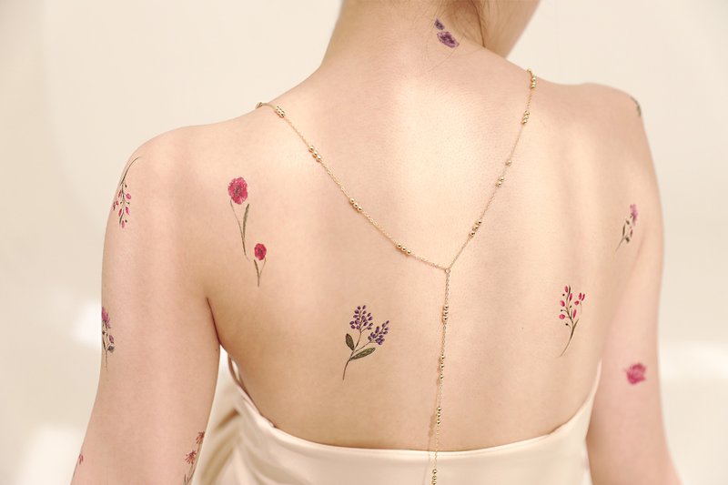 Flowers and Berries-Tattoos Stickers - สติ๊กเกอร์แทททู - กระดาษ หลากหลายสี