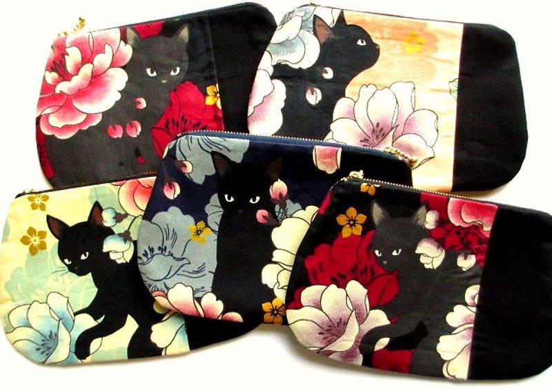 Black cat pouch ★ 3 points 3600 → 3000 yen! ! - กระเป๋าเครื่องสำอาง - ผ้าฝ้าย/ผ้าลินิน หลากหลายสี
