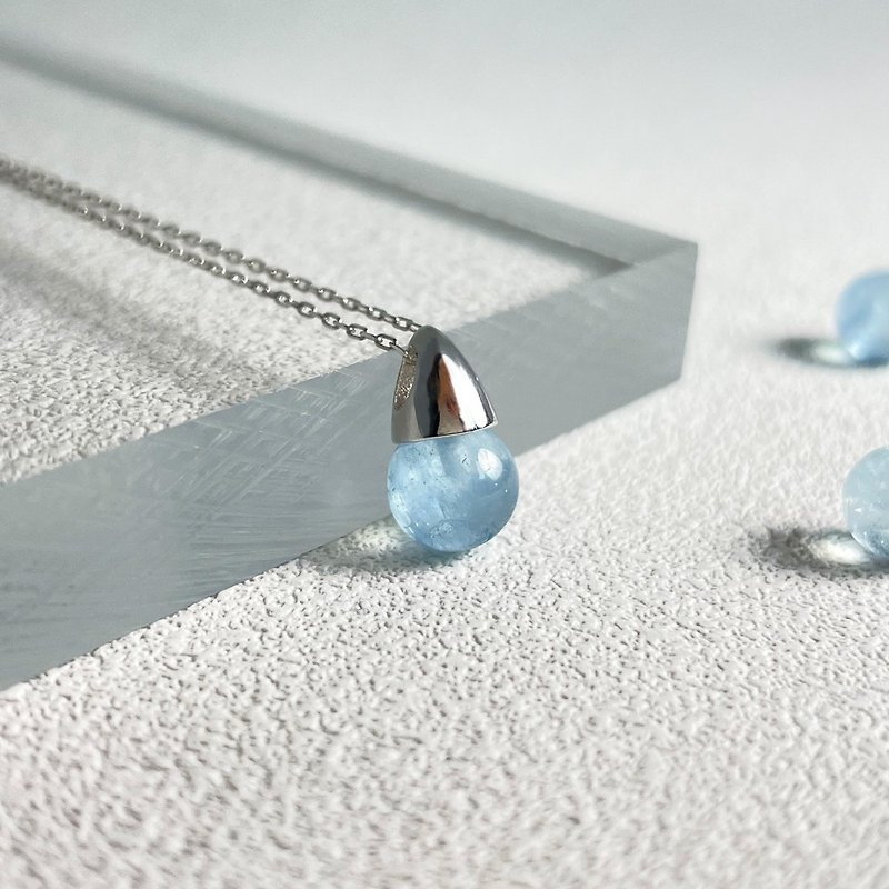 Genie925 | sterling silver necklace with Aquamarine - Necklaces - Crystal Blue