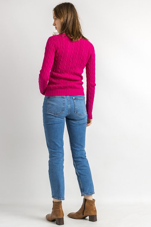 Ralph Lauren Sweater y2k Dark Pink Sweater Knitted Cotton 5898
