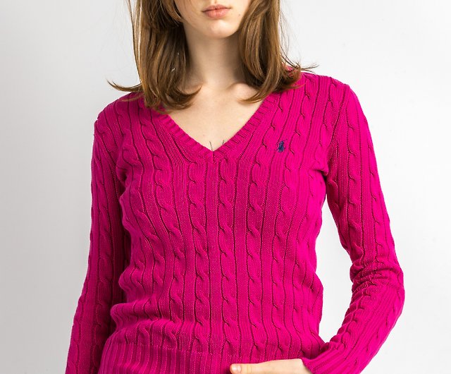 Polo Ralph Lauren Womens Cable Knit V-Neck Sweater India