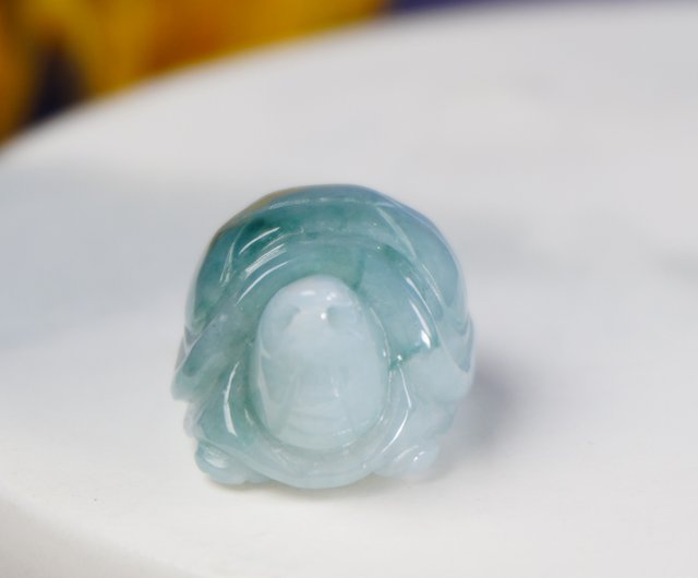 幸運・長寿】アイスブルー翡翠亀の置物 | 天然ビルマ翡翠Aグレード