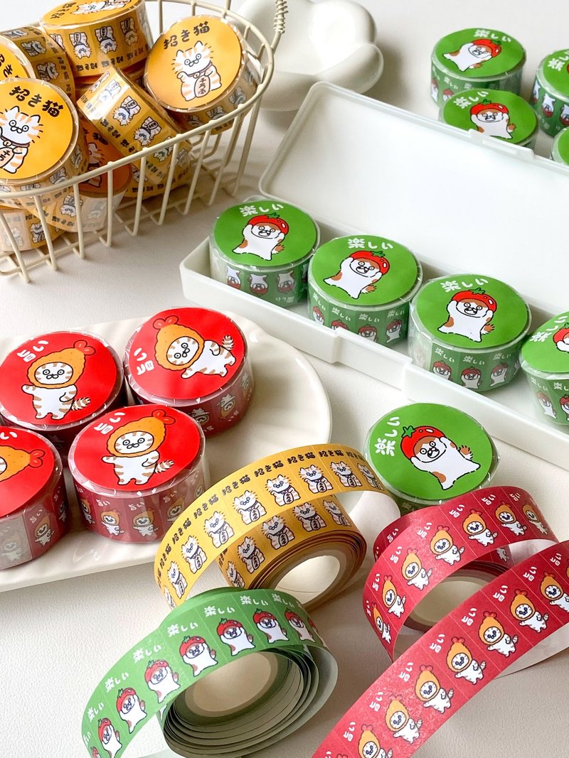 3 little cats/retro cat labels/sticker rolls/3 styles in total - มาสกิ้งเทป - กระดาษ หลากหลายสี