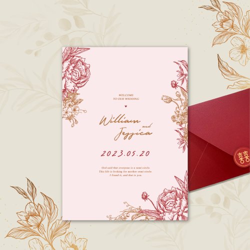 幸也設計 【紅粉佳人】結婚喜帖/喜帖/婚禮喜帖/明信片喜帖/婚卡