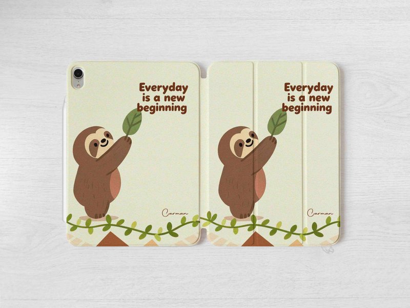 樹懶可加名字磁吸筆槽iPad case 保護套 Pro 13 Air 7 11 代 12.9 - 平板/電腦保護殼 - 塑膠 藍色