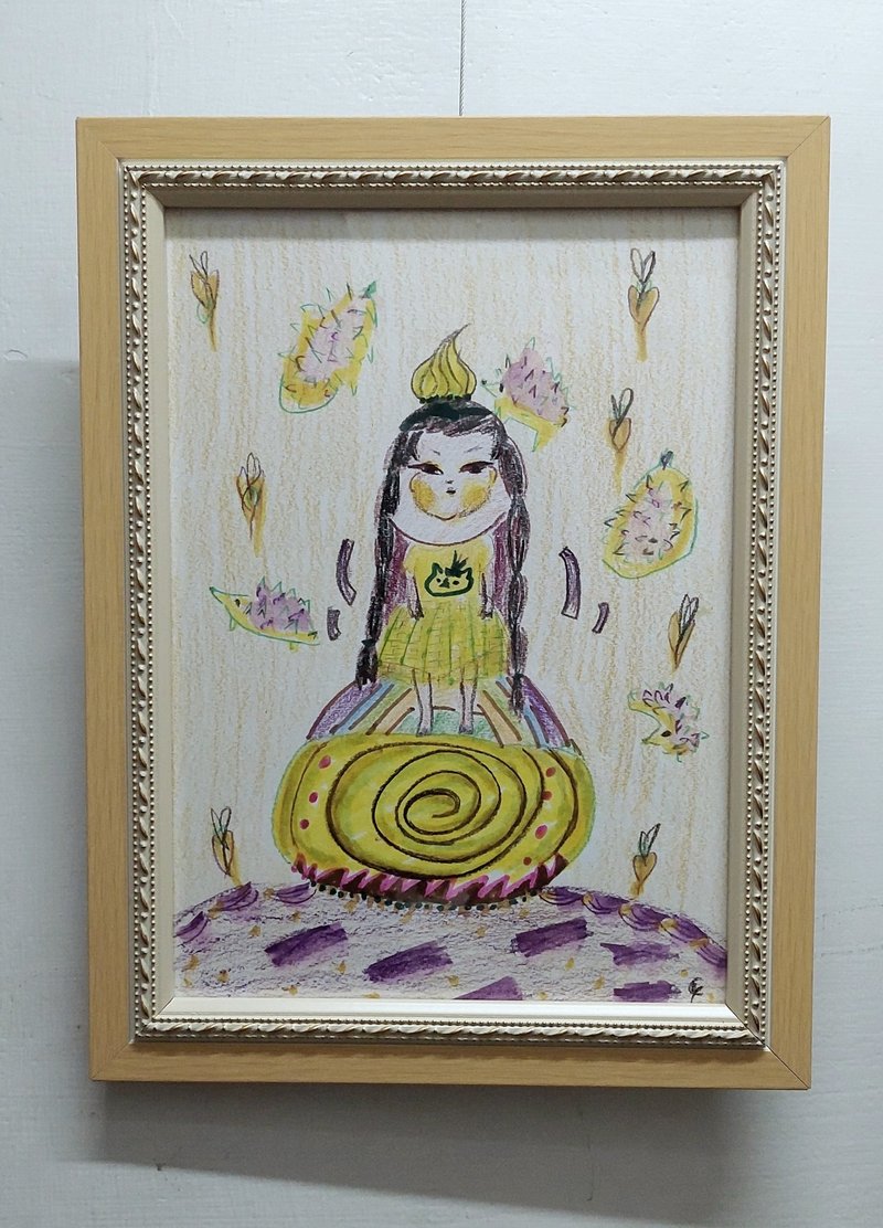 原畫 榴槤蛋糕與刺蝟 - 海報/掛畫/掛布 - 紙 黃色