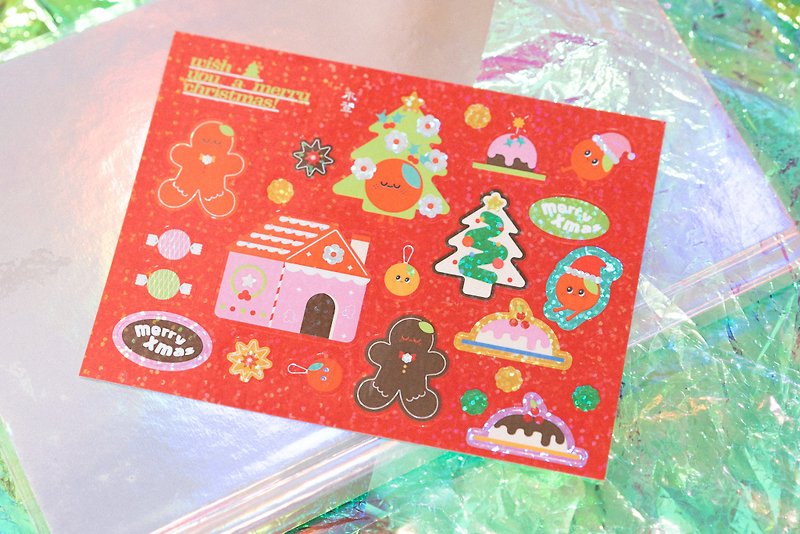 Merry Christmas | Particle Laser Sticker - สติกเกอร์ - กระดาษ หลากหลายสี