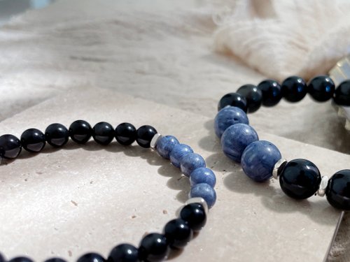TSEYA JEWELRY 情侶手鍊 ∣ 藍珊瑚 黑曜石 純銀手鍊