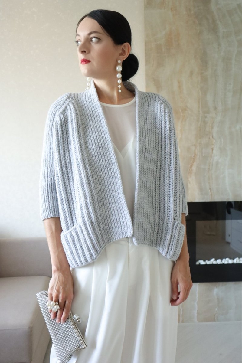 Hand knit cardigan Loose knit sweater jacket Kimono jacket for women - 女毛衣/針織衫 - 羊毛 